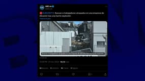 Capture d'écran X du média ABC Espagne. Sur cette première image de l'explosion, on aperçoit le bâtiment de l'usine éventré.