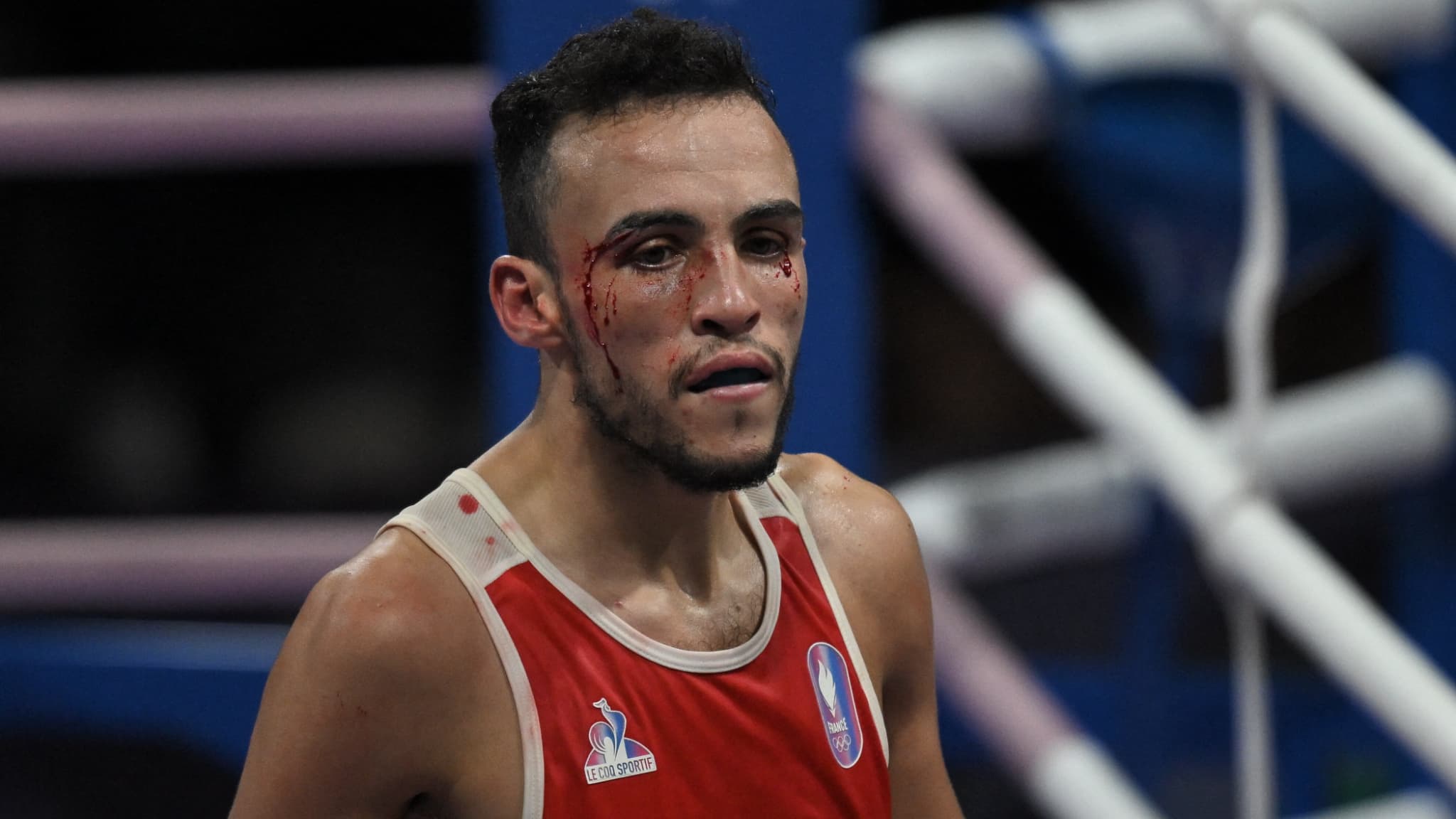 Billal Bennama après sa demi-finale aux Jeux olympiques de Paris, le 4 août 2024