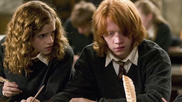 Hermion, Ron et Harry dans la saga de films "Harry Potter"