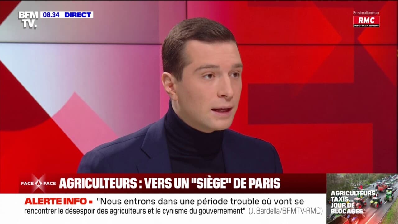 Colère des agriculteurs: Jordan Bardella accuse Gabriel Attal "de dire