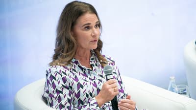 Melinda Gates lors d'une conférence à Washington le 14 avril 2023
