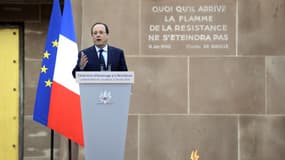 François Hollande lors d'une cérémonie d'hommage à la 2nde Guerre mondiale, le 21 février 2014 au Mont Valérien.