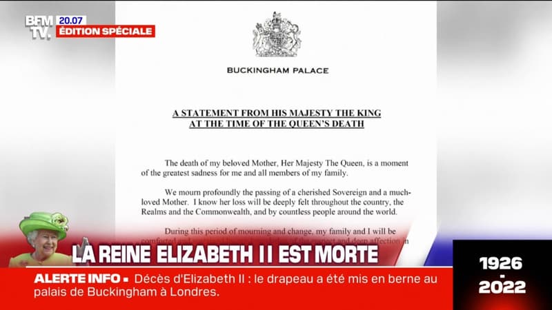Elizabeth II: le nouveau roi Charles évoque 