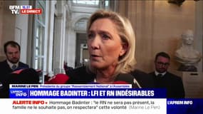 "Je ne veux pas polémiquer": Marine Le Pen réagit au refus de la famille de Robert Badinter d'inviter des élus RN et LFI à l'hommage national 