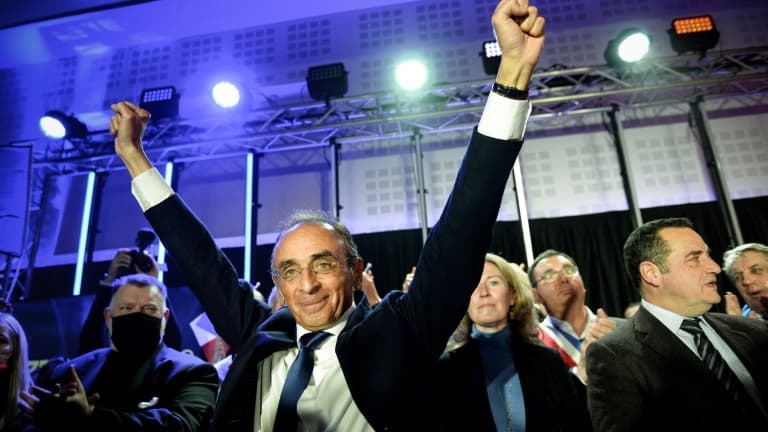 Eric Zemmour lors d'un meeting à Châteaudun, le 7 janvier 2022