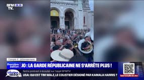 La Garde républicaine reprend "Freed From Desire" devant le Sacré-Cœur au milieu d'une foule survoltée