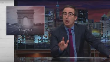 L'humoriste britannique John Oliver, lors de son émission "Last Week Tonight", samedi, sur HBO.
