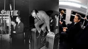 Valéry Giscard d'Estaing, Jacques Chirac et Nicolas Sarkozy dans le métro parisien.