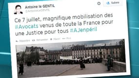 Tout au long de cette journée de mobilisation, les avocats se sont rassemblés sur Twitter sous le hashtag #AJenpéril.