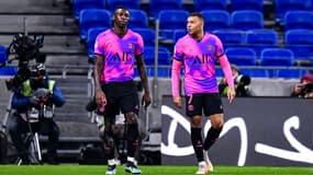 Moise Kean et Kylian Mbappé lors de OL-PSG