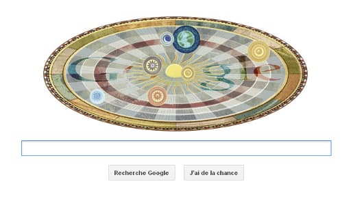 Le Doodle du jour est un système de planètes animé, en hommage à Copernic.