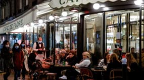 La terrasse du célèbre Café de Flore à Paris en octobre 2020.
