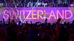 Le candidat de la Suisse sur scène au moment de sa victoire à l'édition 2024 de l'Eurovision.