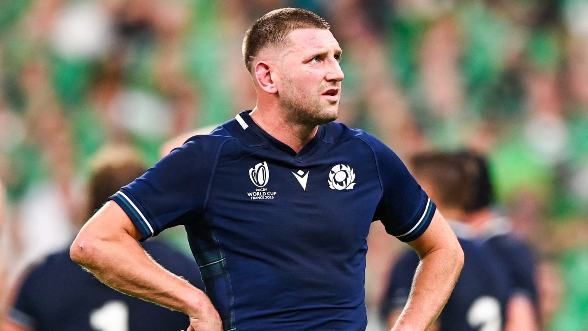 L’ouvreur écossais Finn Russell songeur lors du match contre l’Irlande au Mondial, le 7 octobre 2023