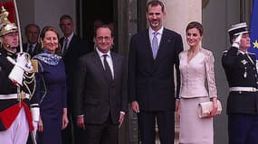 Ségolène Royal aux côtés de François Hollande lors la visite officielle du roi d'Espagne, Felipe IV et de la reine Letizia.