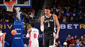 Victor Wembanyama lors de la victoire de San Antonio à Detroit (130-108), le 10 janvier 2024