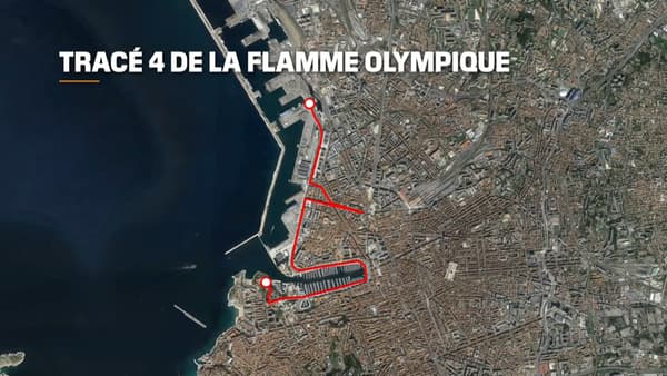 Le tracé 4 de la flamme olympique à Marseille.