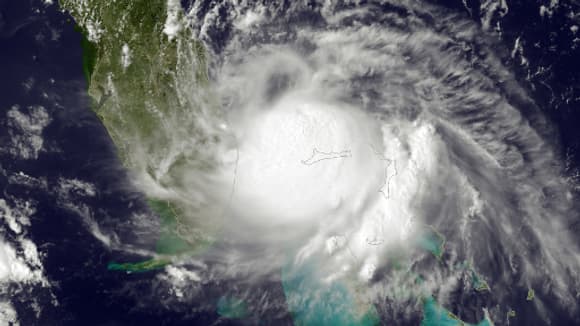 Une image satellite de la tempête Arthur des services météo américains, le National Oceanic and Atmospheric Administraion (NOAA).