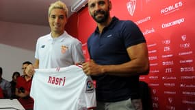 Samir Nasri et Monchi (FC Séville)