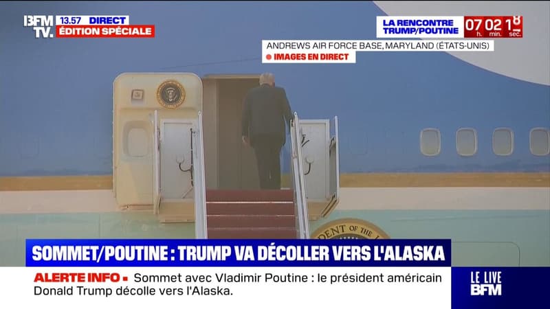Sommet Trump-Poutine: le président américain monte dans l'Air Force One pour rejoindre l'Alaska