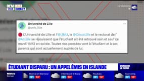 L'étudiant espagnol disparu à Lille aurait contacté ses parents par téléphone depuis l'Islande