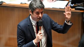 Gabriel Attal lors de la séance des questions au Premier ministre le 3 avril 2024 à l'Assemblée nationale à Paris 