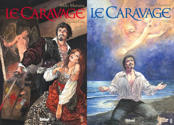 Couvertures des deux tomes du Caravage de Manara Couvertures des deux tomes du Caravage de Manara