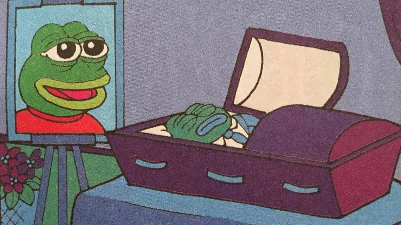 Le dessinateur Matt Furie a représenté sa célèbre grenouille allongée dans un cercueil, marquant ainsi la fin du personnage.