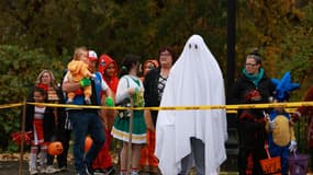 Une fête d'Halloween à Auburn, à côté de Lewiston, le 29 octobre 2023, quelques jours après la double fusillade.