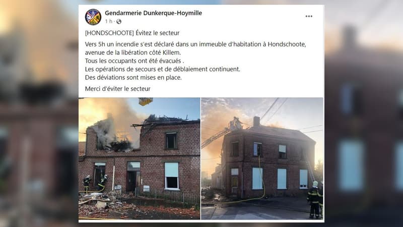 Un immeuble d'habitation a pris feu ce lundi 17 juillet à Hondschoote, dans le Nord.