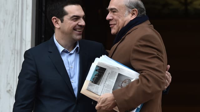 Alexis Tsipras (à gauche) et Angel Gurria (à droite)