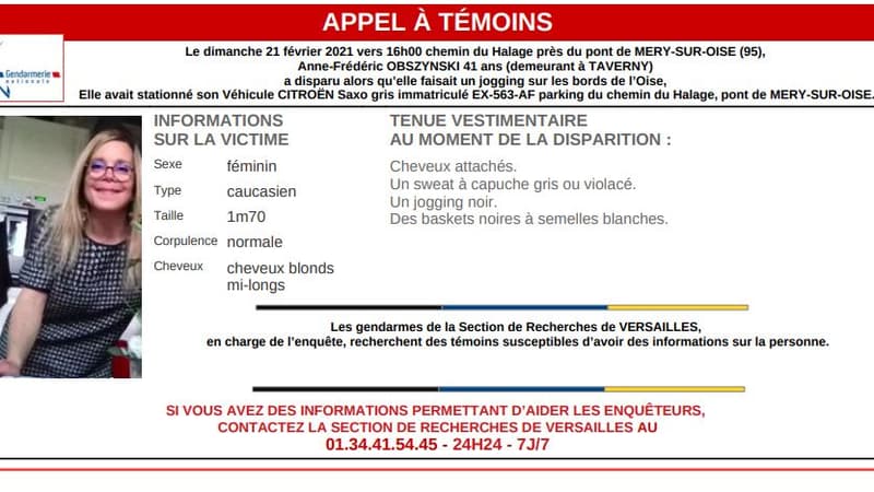 L'appel à témoins lancé par la gendarmerie ce lundi.