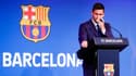Lionel Messi lors de son discours d'adieu au Barça