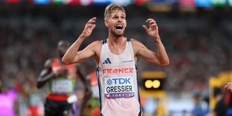 Jimmy Gressier après son titre sur le 10.000m aux Mondiaux de Tokyo, le 14 septembre 2025.