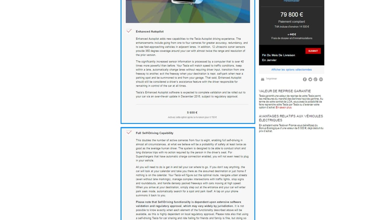 La nouvelle offre "autonome" disponible sur le configurateur Tesla. La nouvelle offre "autonome" disponible sur le configurateur Tesla.