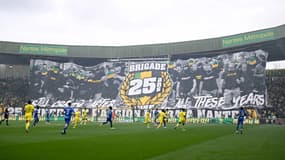 Les supporters nantais lors de Nantes-Strasbourg, le 16 mars 2024.