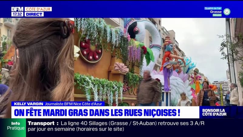 Les chars défilent dans les rues niçoises pour mardi gras