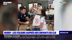 Rugby: les joueurs italiens auprès des enfants du centre Léon Bérard