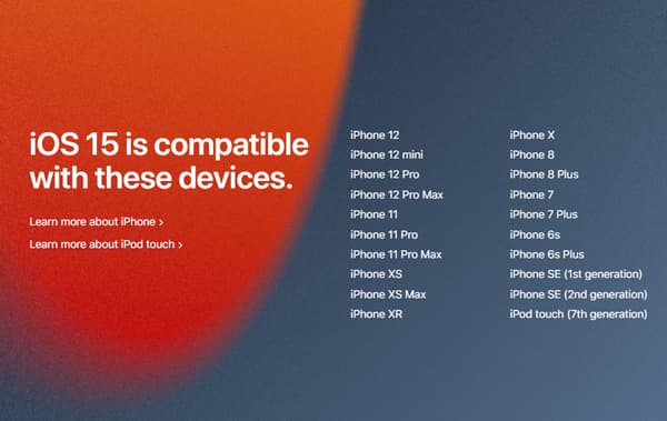 La liste des modèles d'iPhone compatibles avec iOS 15