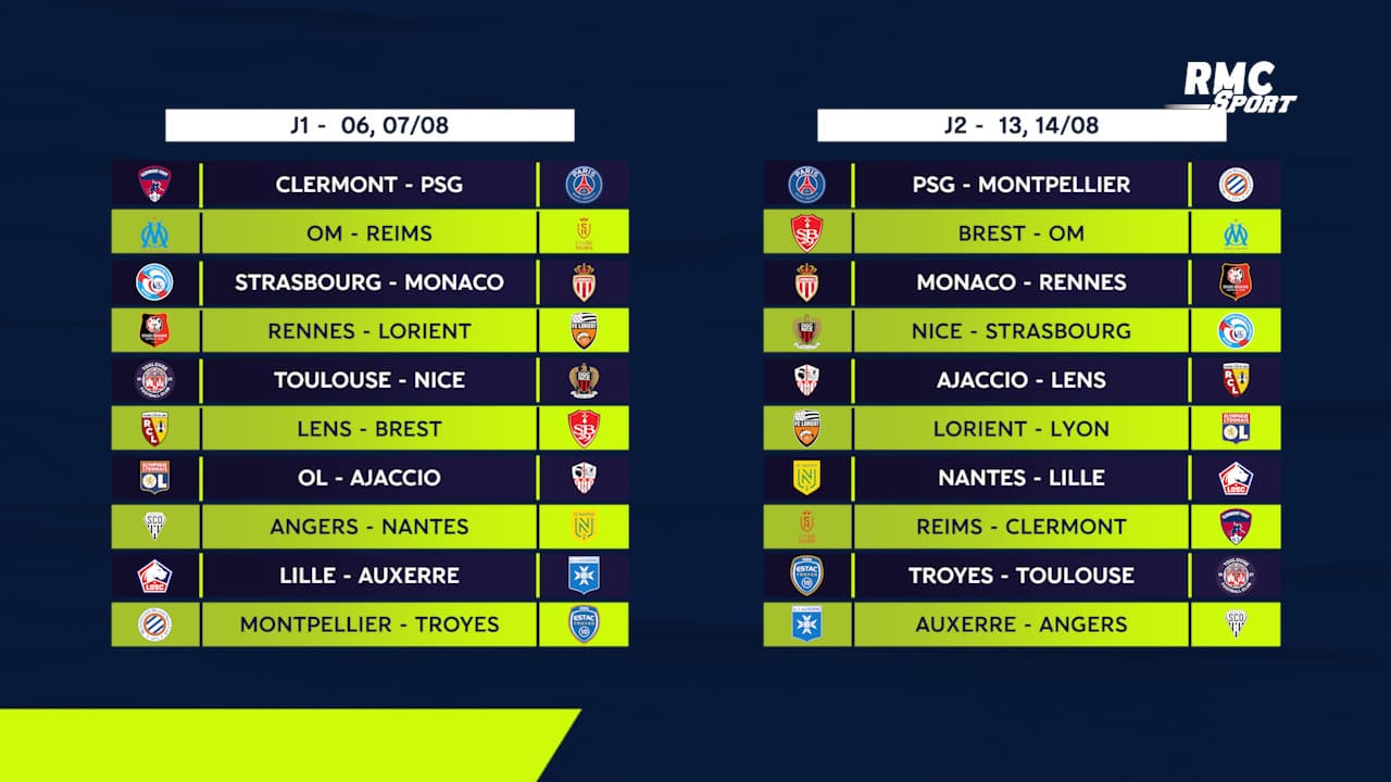 Ligue 1 Le Calendrier Complet Du Mois D ao t J1 J5 Ligue 1 Le Calendrier Complet Du Mois D ao t J1 J5