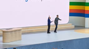 Demis Hassabis (à gauche), le fondateur de Deepmind aux côtés du patron de Google Sundar Pichai