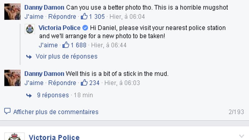 Recherché par la police australienne, il se plait sur Facebook de la qualité de la photo utilisée sur son avis de recherche.