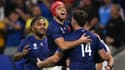 Damian Penaud et Louis Bielle-Biarrey lors du match France-Italie, Coupe du monde de rugby, 6 octobre 2023
