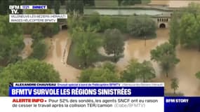 Les images des inondations dans l'Hérault depuis l'hélicoptère BFMTV