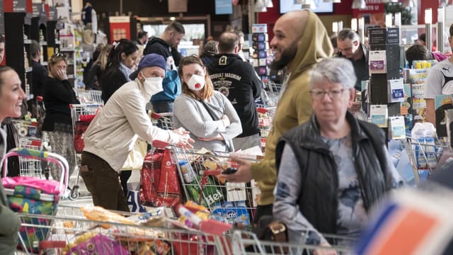 Photo prise le 16 mars dans un supermarché à Pfastatt (Haut-Rhin)