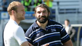 Julien Bonnaire et Sébastien Chabal en train de discuter avant un Clermont-Sale en 2008