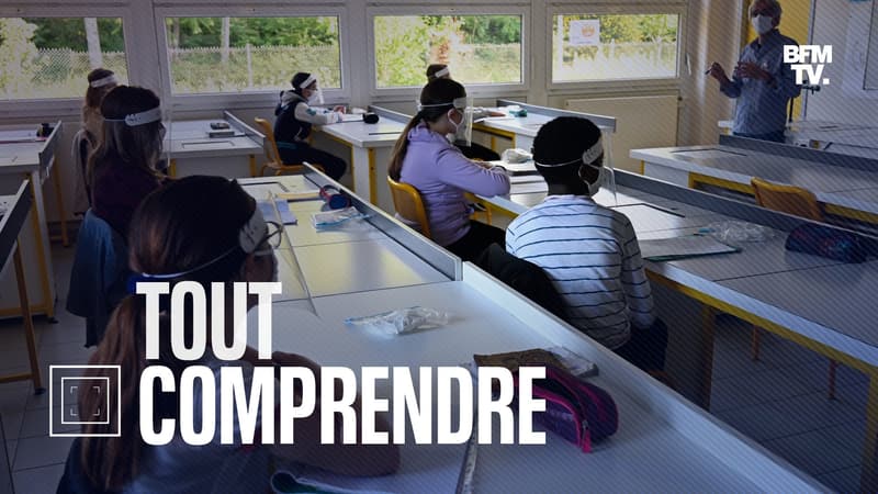 Des élèves d'un collège à Angers (Maine-et-Loire) après le premier confinement, en mai 2020.