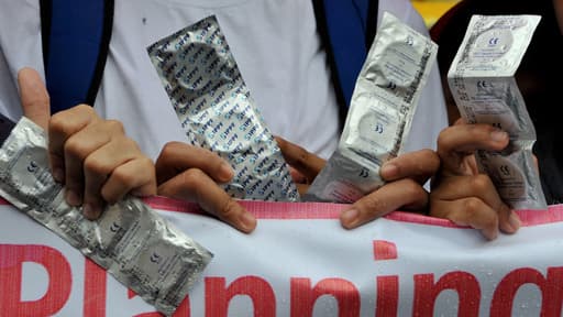 Manifestation en faveur de la contraception à Manilles aux Philippines le 1er octobre 2010.