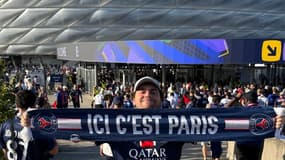 Jonathan, supporter du PSG, devant l'Allianz Arena, le 31 mai 2025