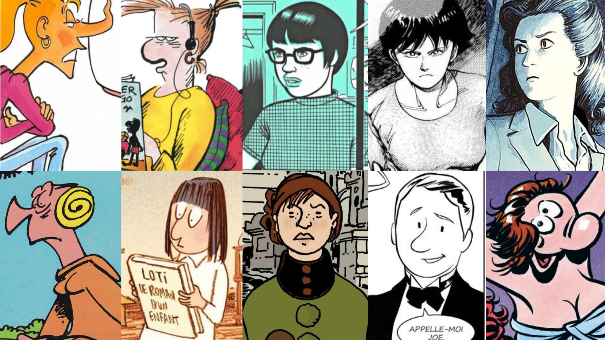 Des héroïnes avec des nez, dessinées par Cabu, Bretécher, Daniel Clowes, Otomo, Dominique Bertail, Bretécher, Catherine Meurisse, Tardi, Virginie Augustin et Florence Cestac